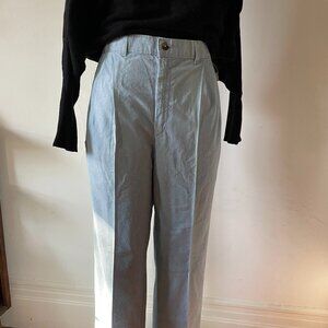 Light Blue Cotton Trousers – High Waist Pleated Pants – Vintage 90s Style
